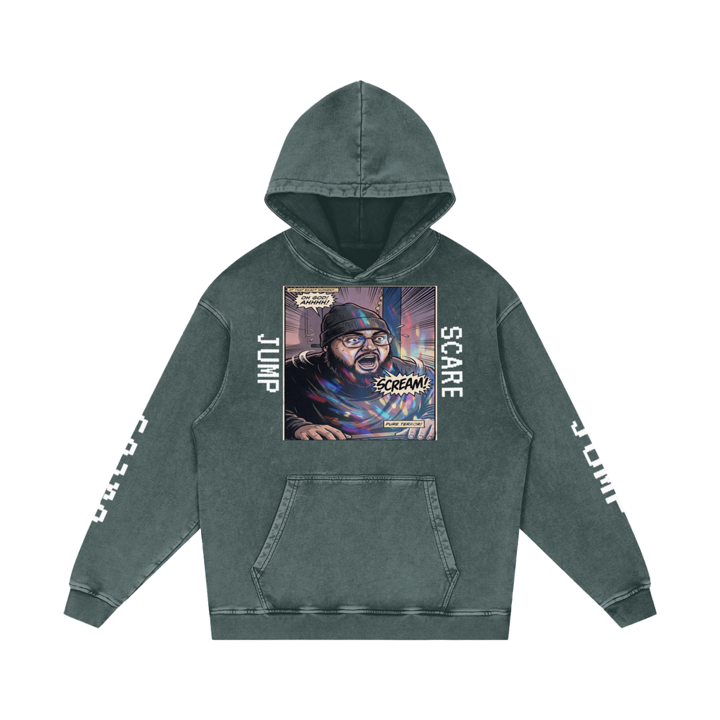 Jump Scare Snow Washed Loose Cotton Hoodie