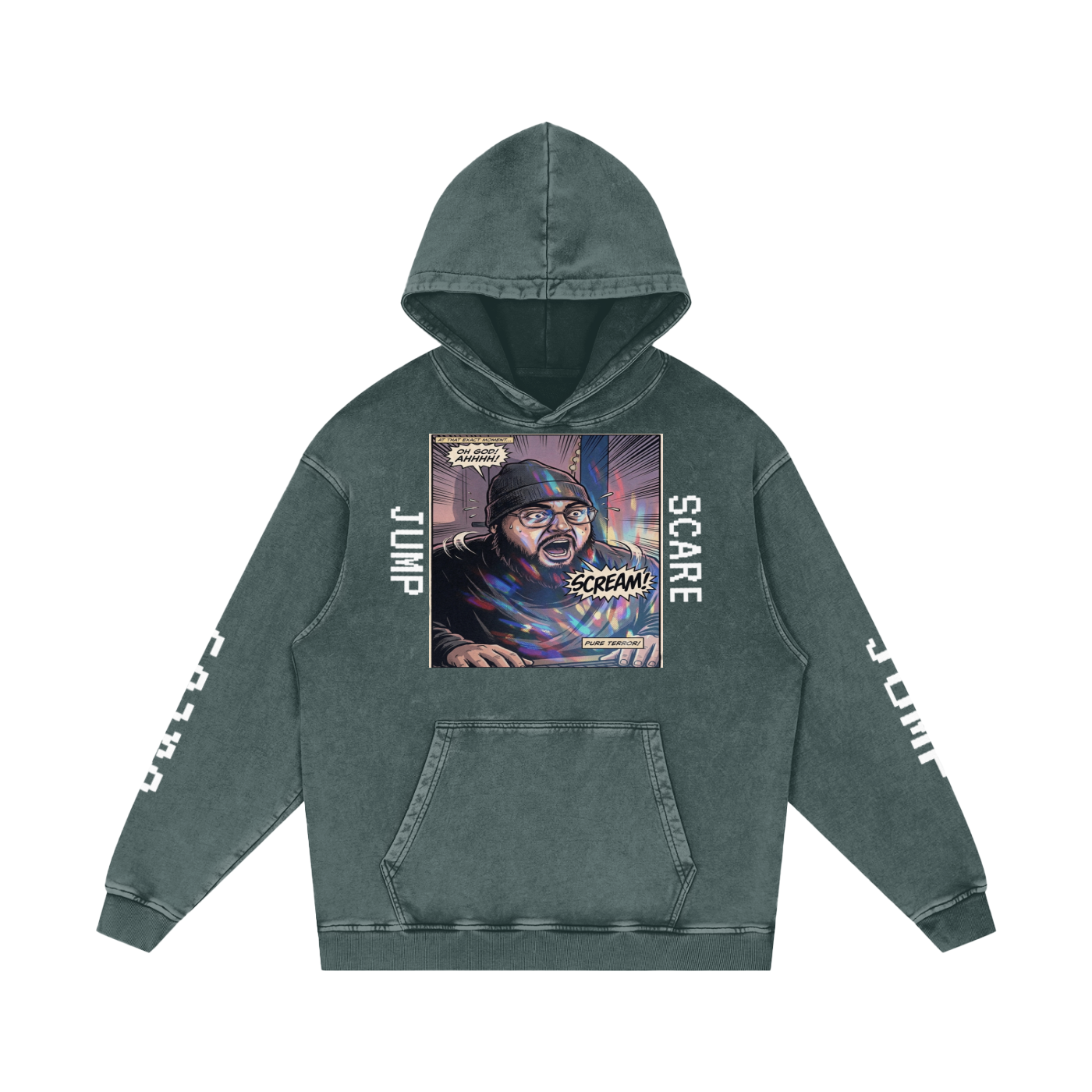Jump Scare Snow Washed Loose Cotton Hoodie