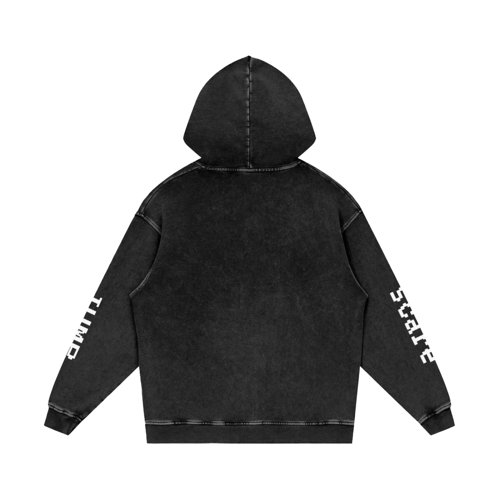 Jump Scare Snow Washed Loose Cotton Hoodie
