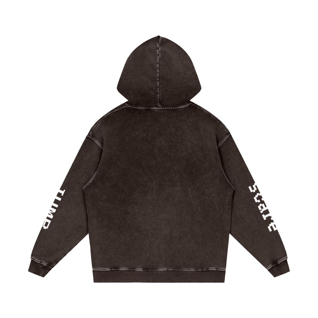 Jump Scare Snow Washed Loose Cotton Hoodie