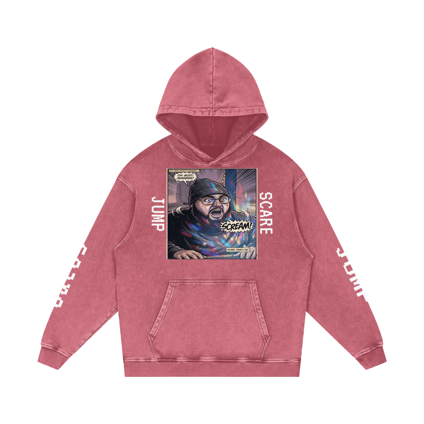 Jump Scare Snow Washed Loose Cotton Hoodie
